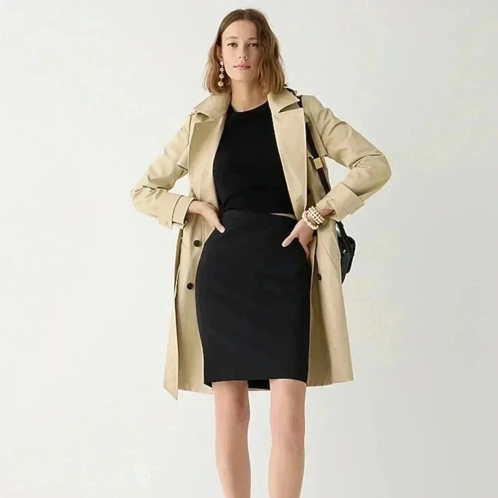 J. Crew Black Wool Skirt, Black Pencil Skirt, Solid Knee-Length Skirt, Size 4